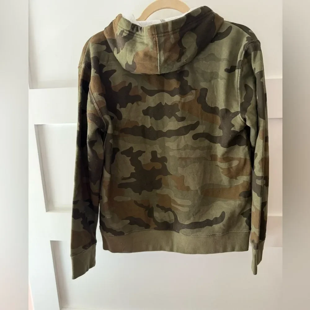 J. Crew Green Camouflage Fleece Hoodie